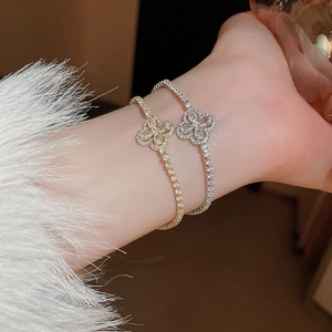 Bracelets trèfle à quatre feuilles élégants en or et argent avec pierres zircon