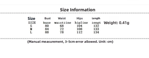 Size chart for sleeveless dress with bust, waist, and length measurements in centimeters