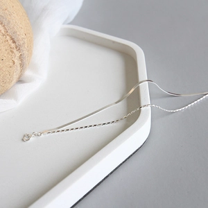 Minimalist S925 sterling silver double-layer bracelet with snake and box chains