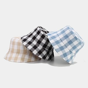 Chapeaux bob d'été à carreaux pour femmes en kaki, noir et bleu, tissu respirant