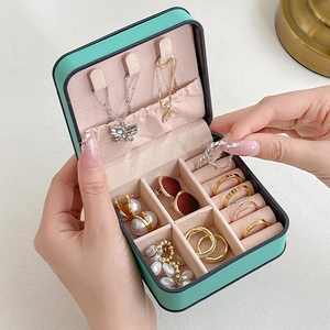 Mini Jewelry Organizer Box PU Leather Portable Travel Storage Case For Rings Earrings Necklaces Girls Kids