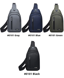 Detailed grid of water-resistant oxford fabric chest bags in four versatile colors