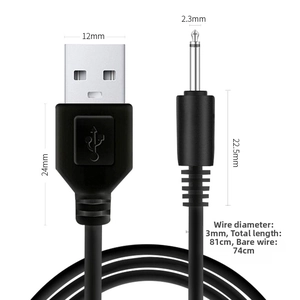 Cavo di ricarica da USB-A a DC 2,3 mm per fresa per unghie elettrica con lunghezza 81 cm