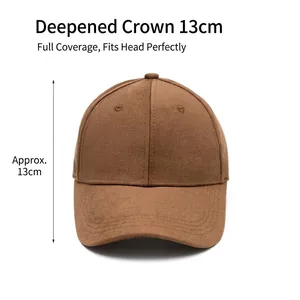 Classic tan cotton baseball cap featuring 13cm deep crown and adjustable fit design