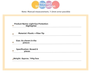 Detailed specifications table for 6-pack pastel eye-protection highlighter markers