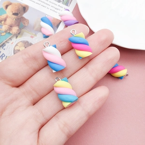 Colorful resin marshmallow charms in macaron spiral design for DIY jewelry making