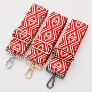 Ethnic style woven 5cm wide bag straps with adjustable metal buckles in multiple colors
