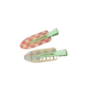 Lot de barrettes à cheveux aux couleurs acidulées avec motifs à carreaux rose et arc-en-ciel
