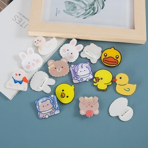 Cute acrylic cartoon animal pins featuring ducks and bears for backpack decoration