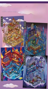 Macro detail of creative miniature steampunk and cyberpunk model themes for scrapbooking