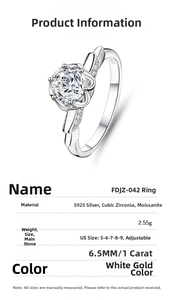 Detailed view of S925 sterling silver ring with 1ct moissanite and adjustable band