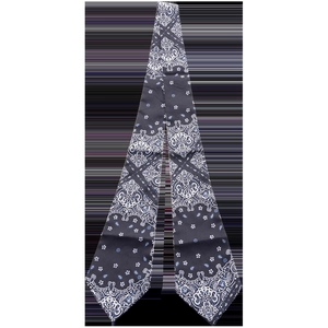 Vintage navy blue paisley floral twilly scarf for women featuring elegant silk-like texture