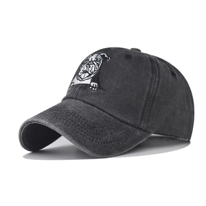 Baseball Cap Washed Cotton Vintage Distressed Animal Dog Cat Embroidery Adjustable Retro Dad Hat Casual Unisex Sunshade