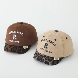 Kids Baseball Cap Suede Embroidery Letter Leopard Print Brim Retro Street Style Toddler Boys Girls Adjustable Sun Hat