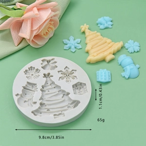 Christmas silicone mold with snowman and tree shapes for DIY baking and crafts