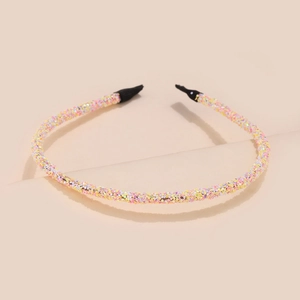 Detail of pink sequins headband with black tips for women hair accessories
