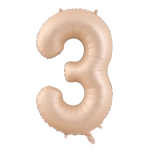 Caramel cream foil balloon in number three shape for elegant birthday party decoration