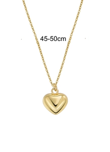 Detailed view of golden heart pendant necklace with 45-50cm adjustable chain length