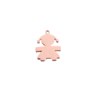 Polished rose gold girl-shaped stainless steel pendant for personalized engraving