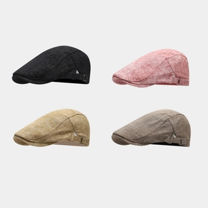 Vintage Flat Cap Cotton Linen Breathable Adjustable Ivy Newsboy Hat For Men Women Outdoor Sun Protection Retro