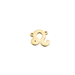 Macro detail of a 15mm golden zodiac connector charm for DIY jewelry making