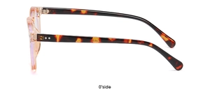 Side view showing tortoise shell patterns and metal rivet details on round glasses frame