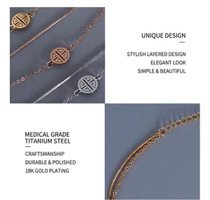 Detailed close-up of 18K gold plated titanium steel snake chain with hollow symbol charm