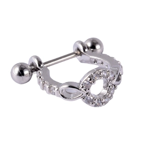 Polished stainless steel cartilage stud earring featuring a sparkling zircon stone setting
