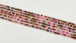 Macro de perles rondes facettées en tourmaline colorée pour la création de bijoux