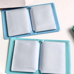 Cute cartoon animal 3-inch photo album with light blue and mint green PVC card slots