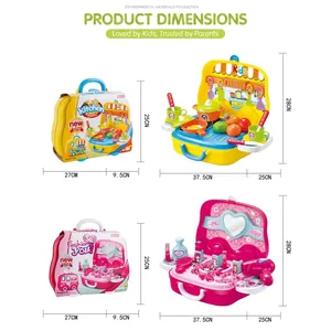 Tableau des tailles pour coiffeuse enfant et set de cuisine montrant les dimensions pliées