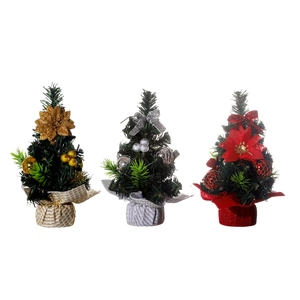 Mini Christmas tree desktop ornaments in gold silver and red styles for holiday decoration