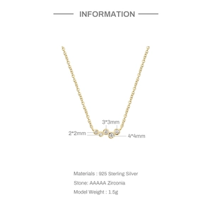 Minimalist S925 sterling silver necklace with five curved AAAAA zirconia pendant stones