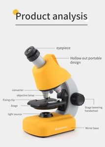 Detailed view of portable kid's microscope with eyepiece, LED light and ergonomic handle