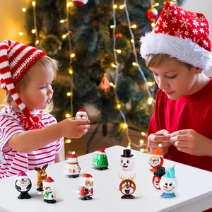Christmas wind-up toy set featuring Santa and Snowman for kids holiday gift fun