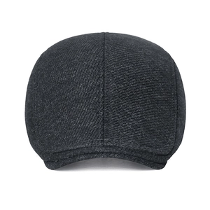 Winter thermal newsboy cap for men featuring thick diagonal textured wool blend fabric