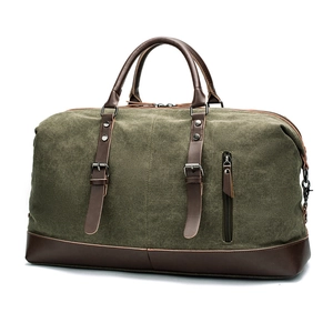 Large Capacity Canvas Travel Duffel Bag With Leather Accents For Men Business Outdoor Fitness Crossbody Handbag
