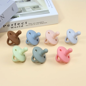 Baby Pacifier Silicone Teether Toy Soothing Soft Round Shield Woven Texture Ring Handle For Infants Toddlers