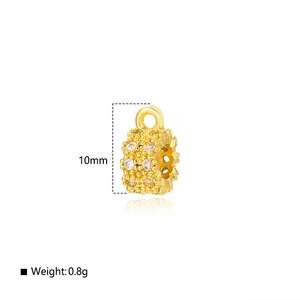 Detail of 10mm gold-plated spacer bead with white zircon for DIY jewelry making