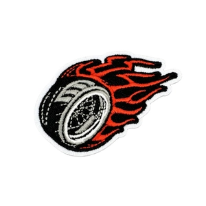 Racing flame tire embroidery patch decorative biker sticker for clothing and gear