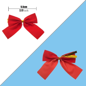 Red Christmas bow decoration with satin texture measuring 5.5cm for holiday trees