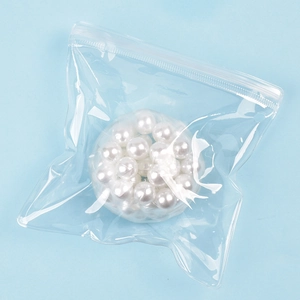 Detailed macro shot of white squeeze stress balls in a transparent zip-lock bag