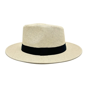 Classic Panama straw hat with black grosgrain ribbon for summer sun protection