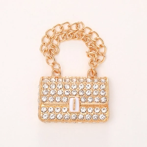 Golden rhinestone handbag pendant with crystals and chain handle for DIY accessory