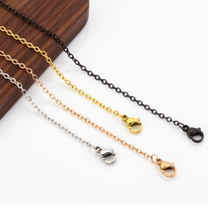 2mm stainless steel flat cable chain necklaces in black, gold, rose gold and silver finish