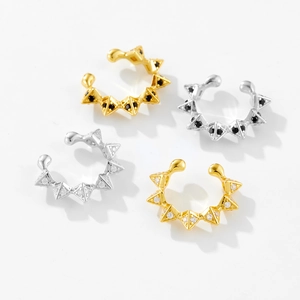 925 sterling silver ear cuffs set with black and white zircon in gold and silver finish