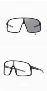 Macro shot of TR90 photochromic sports sunglasses changing from clear to dark grey