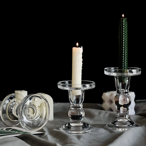 Minimalist Roman column glass candle holders in various heights for home decor