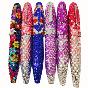 Sparkling crystal encrusted metal ballpoint pens with twist mechanism in vibrant colors