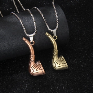 Collier Pendentif Pipe À Tabac Vintage Hommes Hip Hop Rétro Alliage Acier Inoxydable Bijoux Cadeau Original